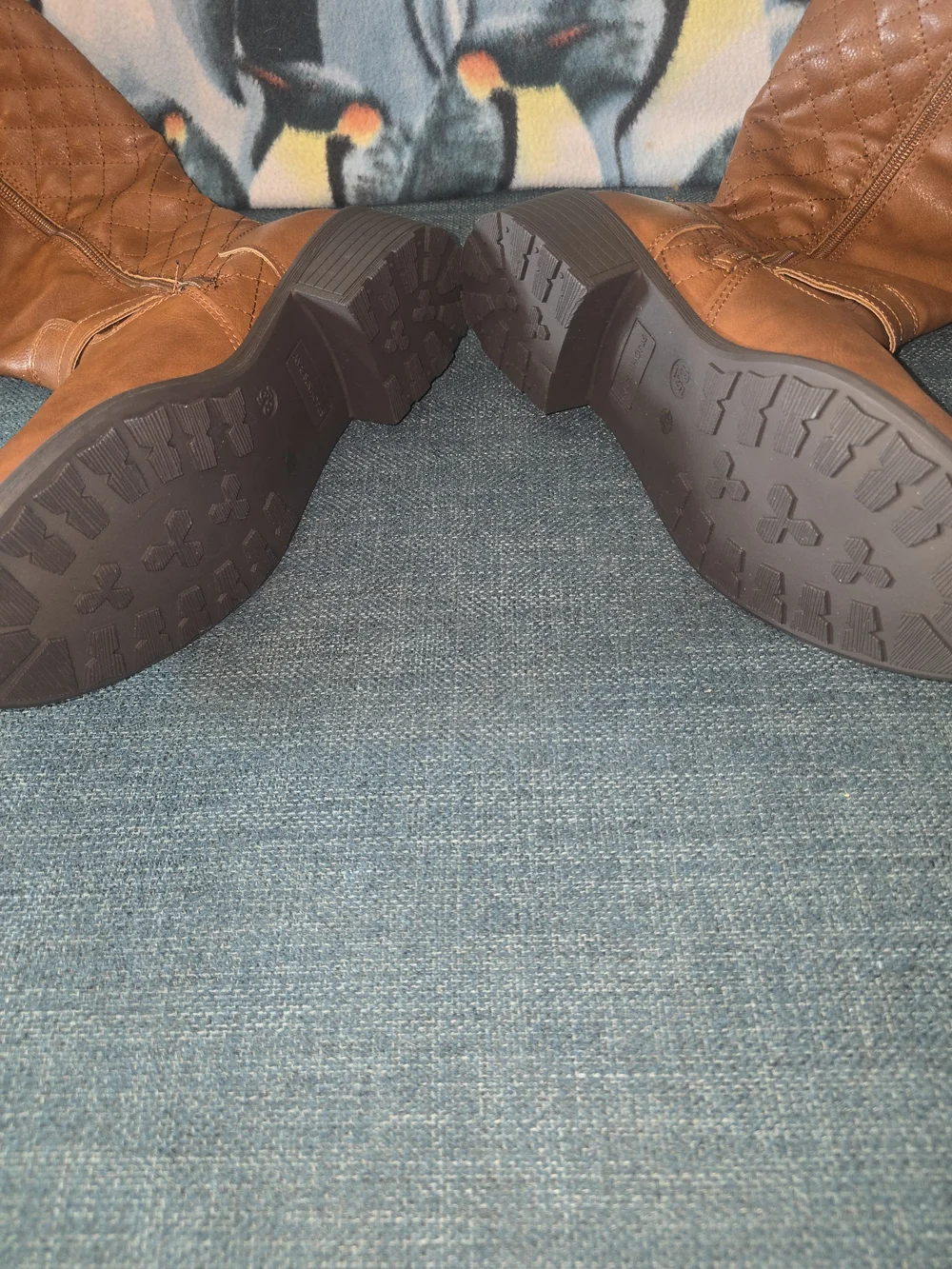 Women's Brown Quilted Mid-Calf Riding Boots